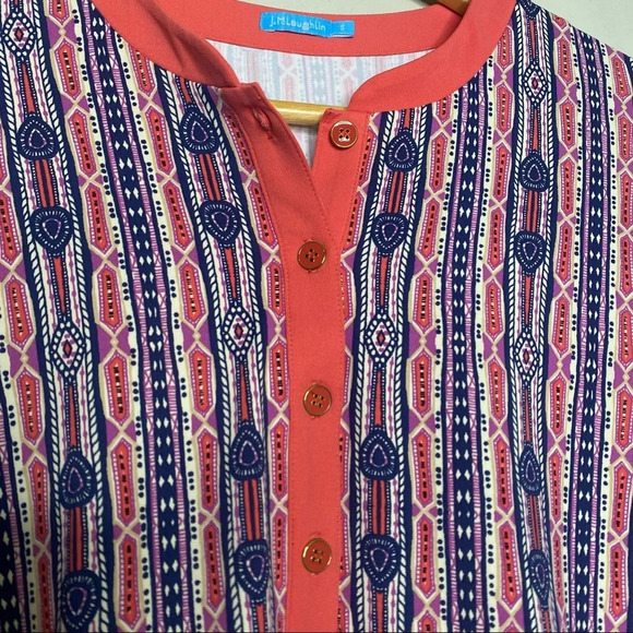 J. McLaughlin Navy Purple Mayan Paisley Catalina Cloth Boca Tunic Top Size Small - Picture 5 of 11